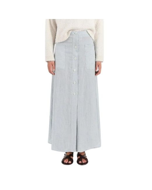 MASSCOB Gray Leinen Midi Knopfrock
