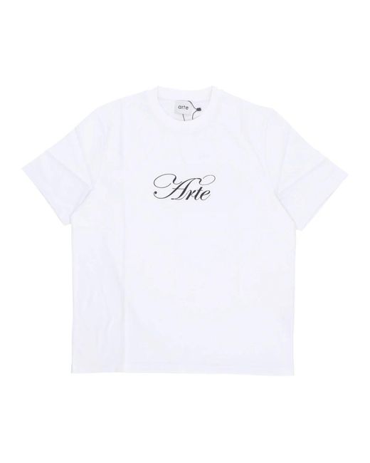 Arte' Script Logo Weißes Tee Kurzarm in White für Herren