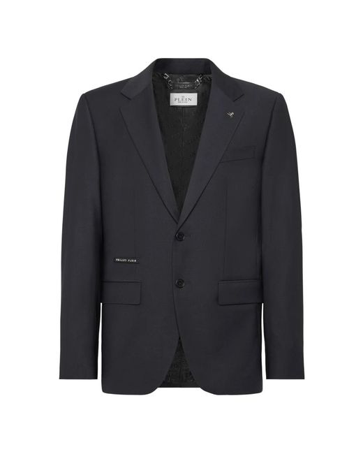 Philipp Plein Jassen ,Blauw ,Wol Jogger Blazer Ls in het Black voor heren