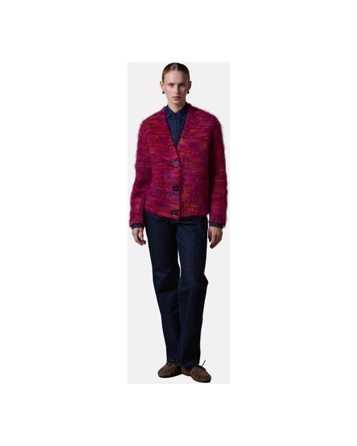 Roberto Collina Truien & Vesten ,Veelkleurig ,Wol Cardigan in het Red