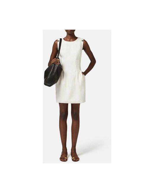 Elisabetta Franchi White Ivory Leinen Mini Kleid Anfora Stil