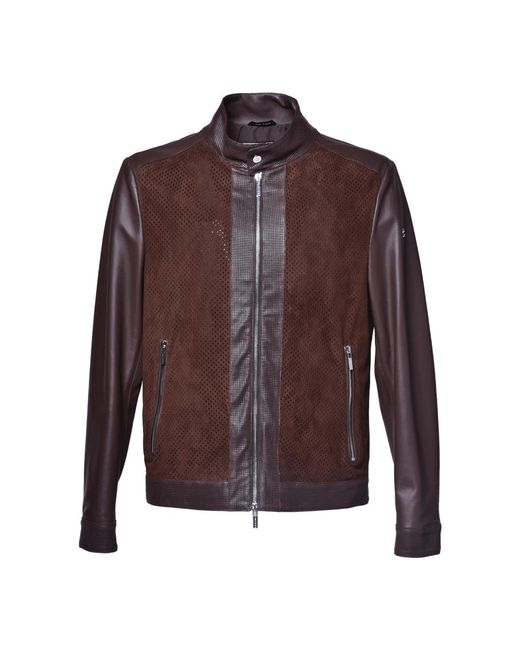Baldinini Brown Leather Jackets for men