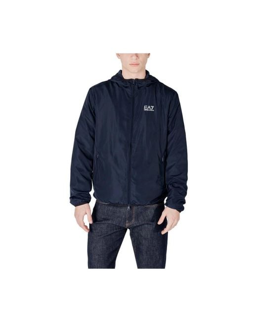 EA7 Blaue Polyesterjacke Leicht Bequeme Passform in Blue für Herren