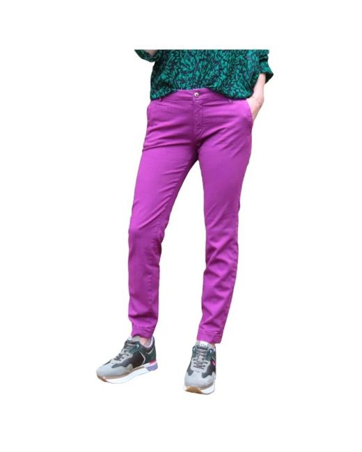 Mason's Purple Slim-Fit Trousers