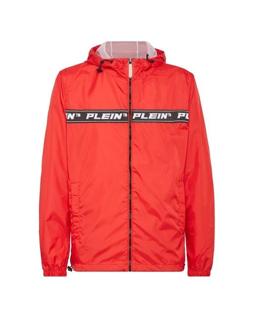 Philipp Plein Jassen ,Rood ,Nylon Nylon Windbreaker in het Red voor heren
