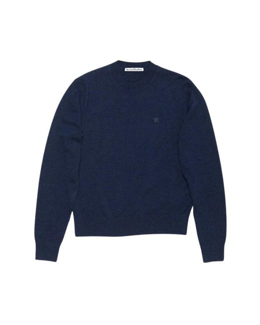 Acne Blue Round-Neck Knitwear for men