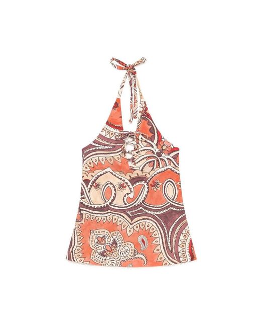 Maliparmi Red Sleeveless Tops