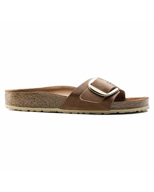 Cognac Cuero engrasado Madrid Big Buckle 1006525 Sandalias Birkenstock de color Brown