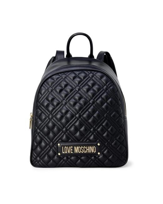 Love Moschino Black Gesteppter pu-logo-rucksack