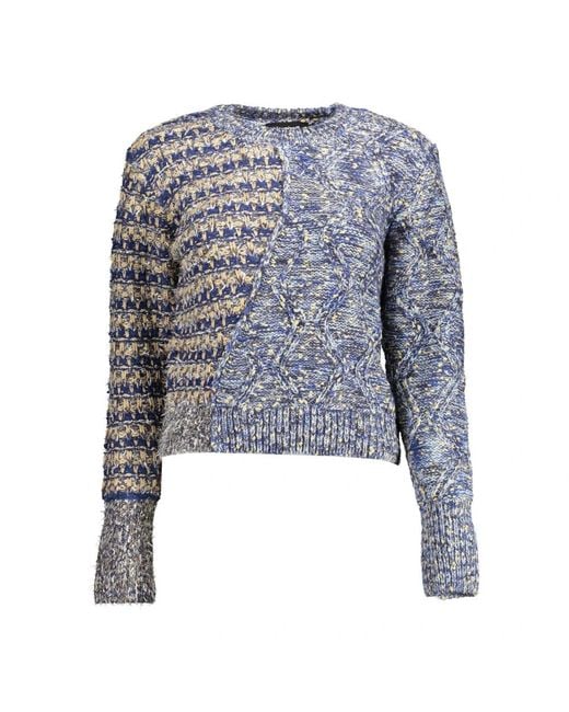 Desigual Truien & Vesten ,Blauw ,Polyester Blauwe Polyester Trui Met Contrasterende Details in het Blue