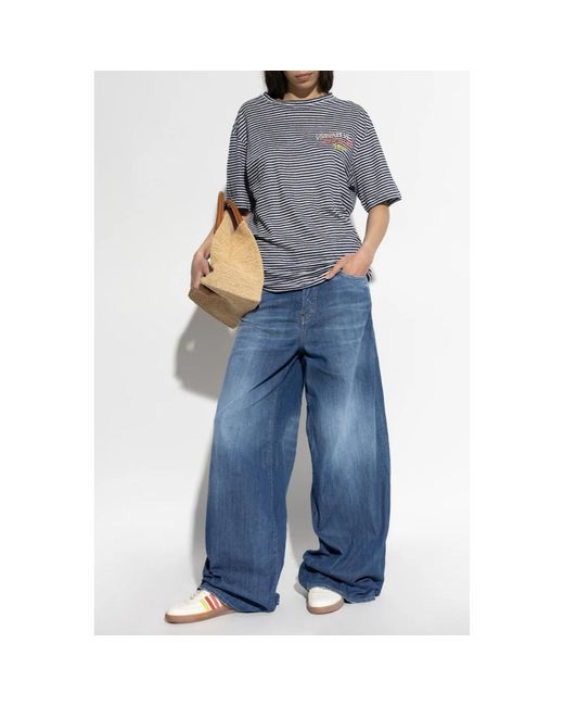 DSquared² Tops ,Blauw ,Linnen T-Shirt Capsule Summer Lovers in het Blue