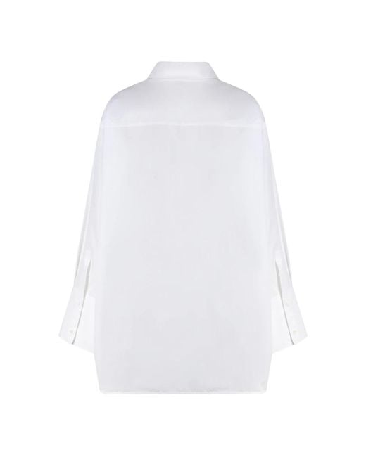 Vestido Camisero De Algodón Con Dos Bolsillos Frontales, Mujer, Talla Off-White c/o Virgil Abloh de color White