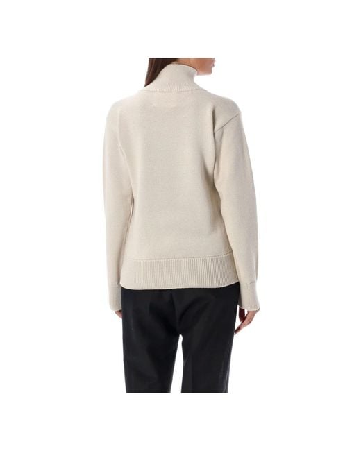 Jil Sander Truien & Vesten ,Wit ,Wol Turtleneck Met Unieke Details in het Natural
