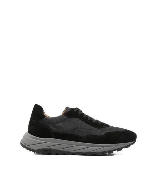 Henderson Schwarzer Ledersneaker Mit Wildleder-Elementen in Black für Herren