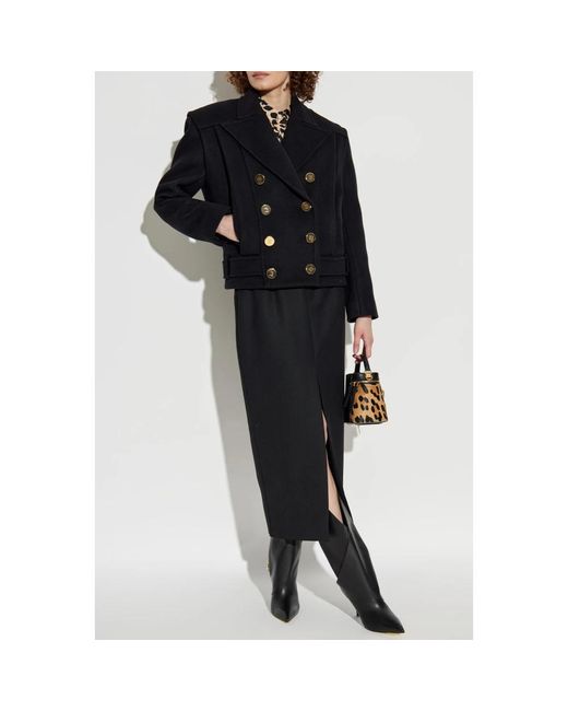 Balmain Blue Double-Breasted Coats