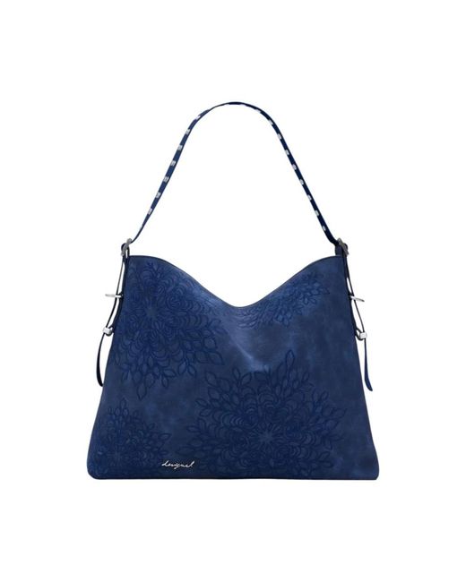 Desigual Blauwe Rits Handtas Met Meerdere Zakken in het Blue
