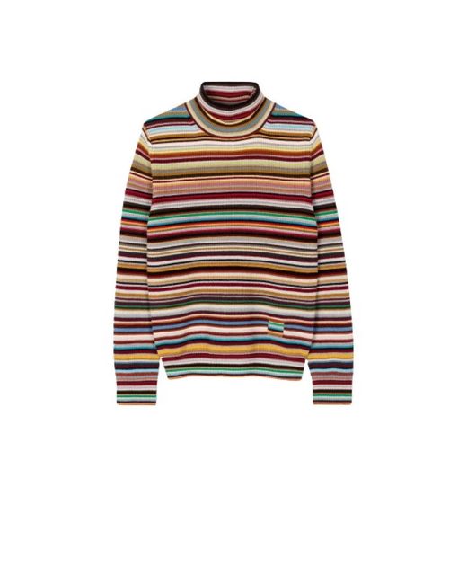 Signature stripe maglione collo alto di PS by Paul Smith in Multicolor da Uomo