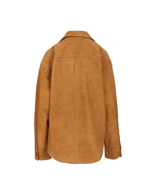 Leather Jackets AMI de hombre de color Brown