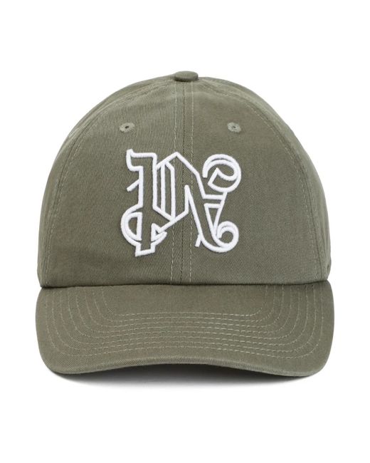 Palm Angels Caps,baumwoll logo kappe schwarz weiß in Green für Herren