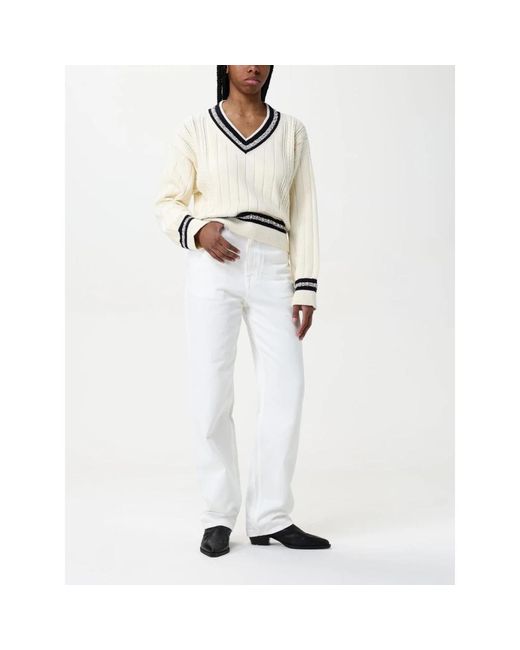 Golden Goose Deluxe Brand White V-Neck Knitwear