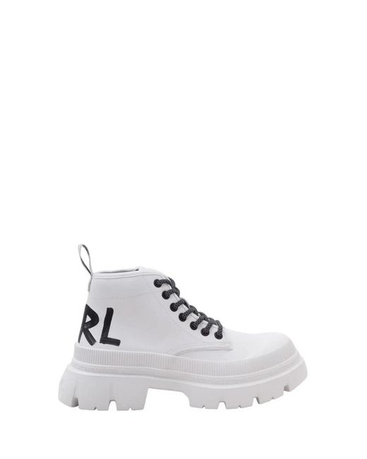 Karl Lagerfeld White Lace-Up Boots