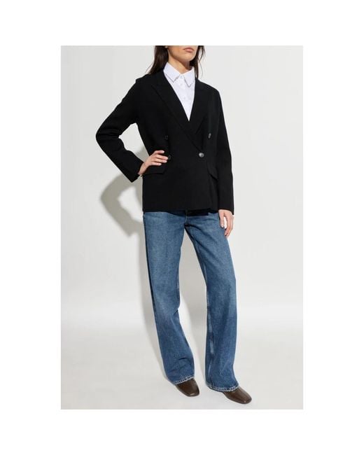 Paul Smith Jassen ,Blauw ,Leer Double-Breasted Blazer in het Black