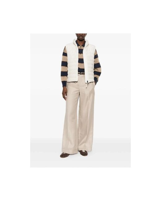 Brunello Cucinelli Jassen ,Pailletten Pailletten Versierd Gilet Met Hoge Hals in het White