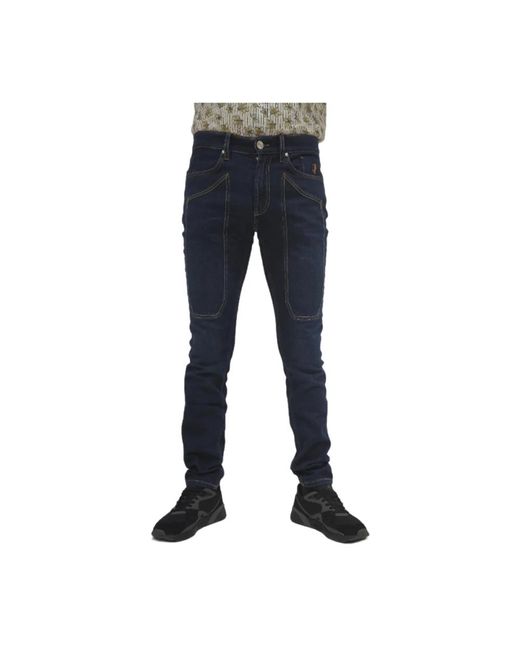 Slim fit patch jeans di Jeckerson in Blue da Uomo