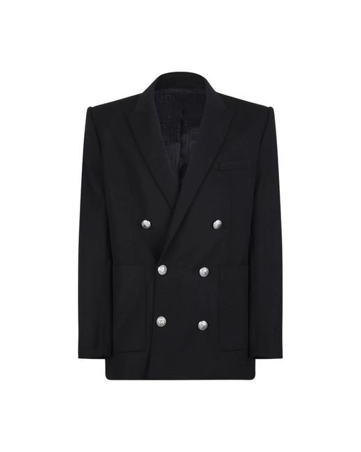 Balmain Kostuums ,Zwart ,Wol Grain De Poudre Blazer in het Black voor heren