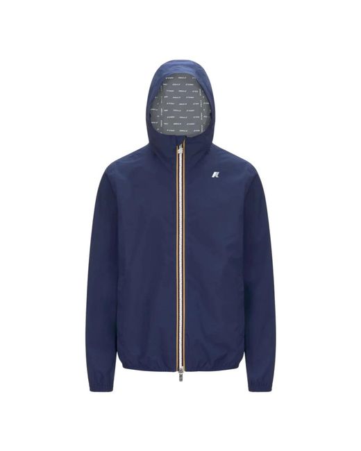 K-Way Jassen ,Blauw ,Polyester Stretch Dot Jacket in het Blue voor heren