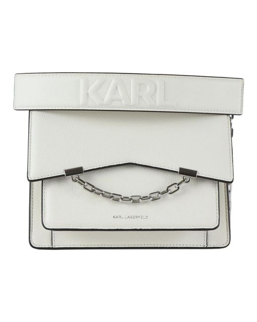 Karl Lagerfeld White Lederhandtasche k/seven grainy sb