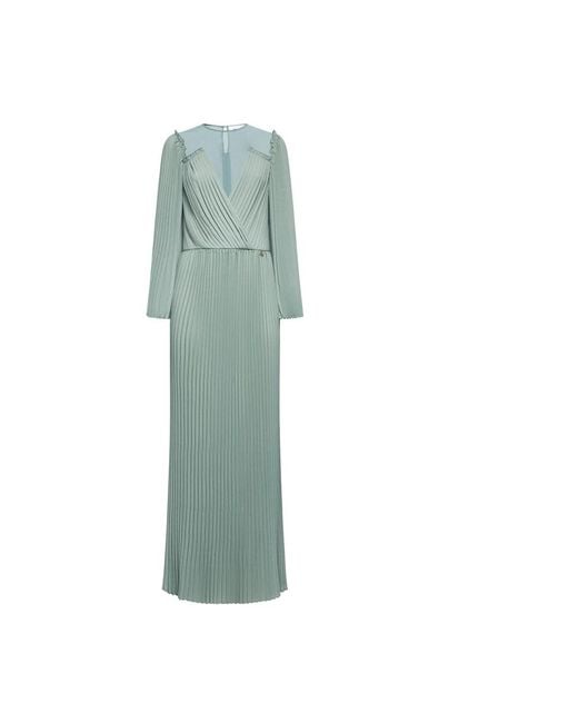 Silvian Heach Green Langes Kleid Mit Falten Und Überkreuztem Ausschnitt