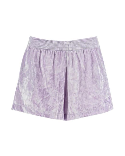 Shorts in chenille ricamati di Mc2 Saint Barth in Purple