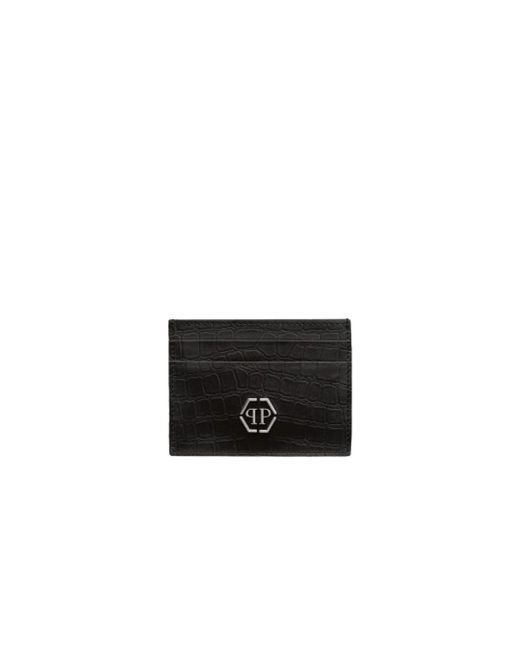 Philipp Plein Nubuck Cardholder in het Black