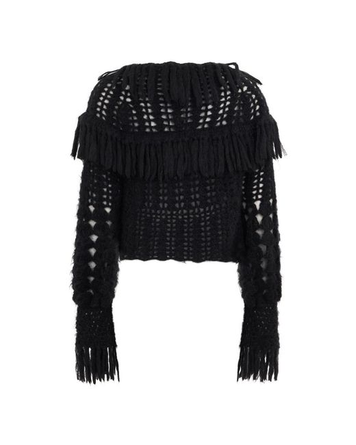 Alberta Ferretti Black Round-Neck Knitwear