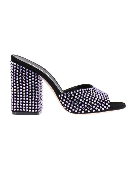 Paris Texas Blue Heeled Mules
