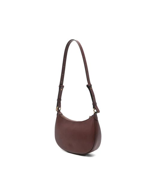 Pinko Brown Half Moon Mini Leather Crossbody Bag