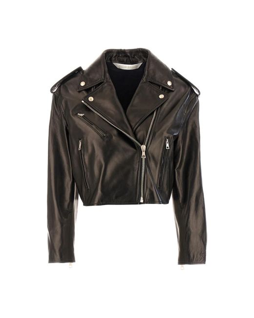 Palm Angels Black Leather Jackets
