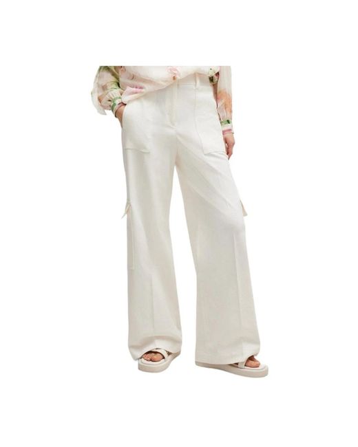 Boss White Wide Trousers
