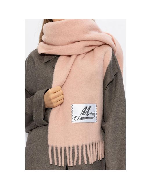 Marni Pink Wollschal mit logo