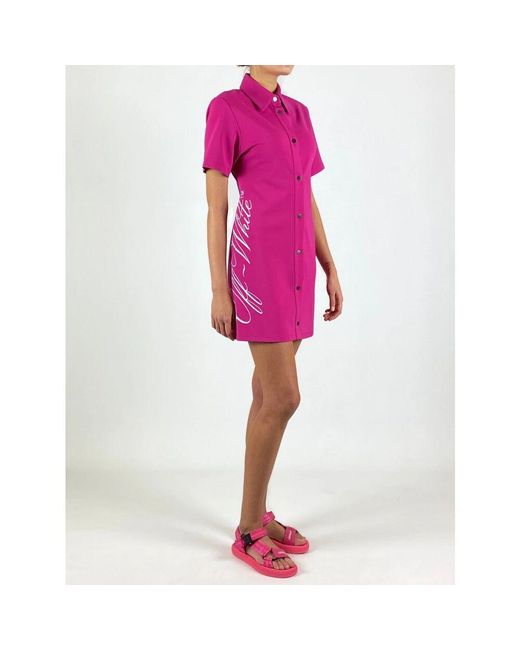 Off-White c/o Virgil Abloh Pink Fuchsia logo hemdkleid