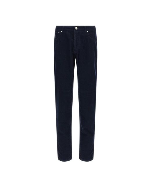 Brunello Cucinelli Blue Straight Trousers for men