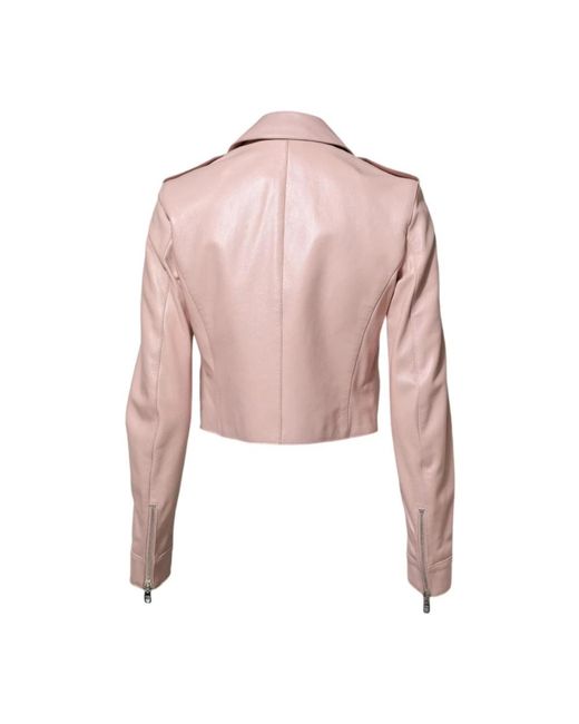 Dolce & Gabbana Pink Leather Jackets