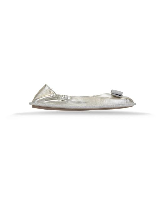 Ferragamo White Ballerinas