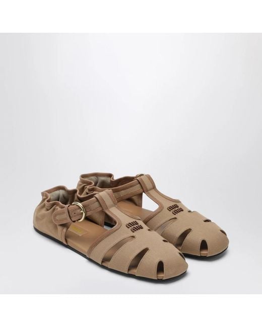 Miu Miu Brown Flat Sandals