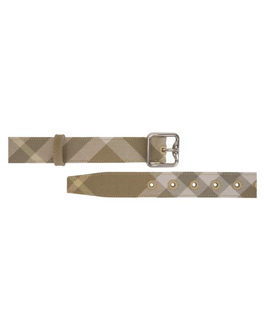 Burberry Accessoires ,Leer Ruit Leren Riem in het Natural voor heren