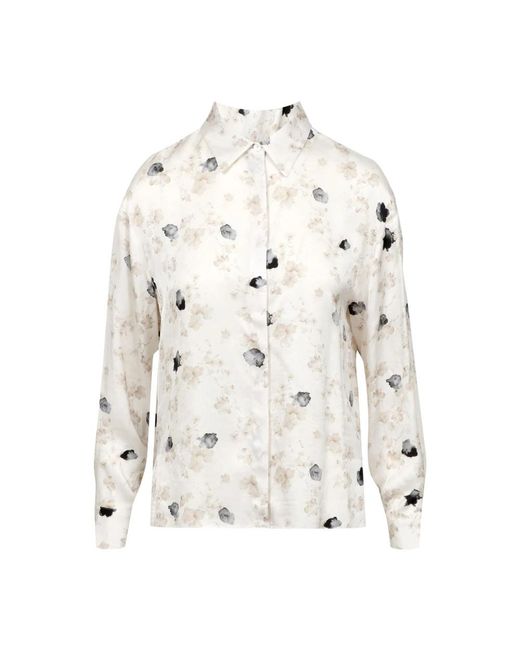Kaos Overhemden ,Veelkleurig ,Satijn Satin Bloemenpatroon Shirt in het White