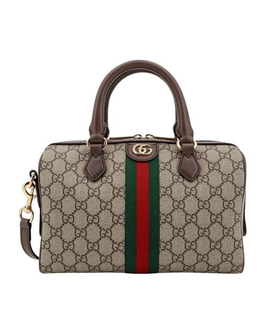 Gucci Brown Beige handtasche mit reißverschluss