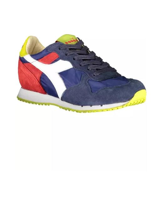 Diadora Blue Blaue Nylon Wildleder Sneakers Damen