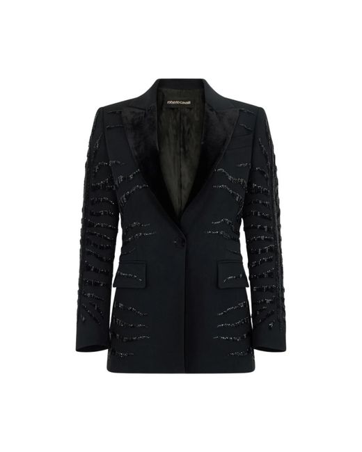 Roberto Cavalli Paillet Zebra Patroon Jas in het Black
